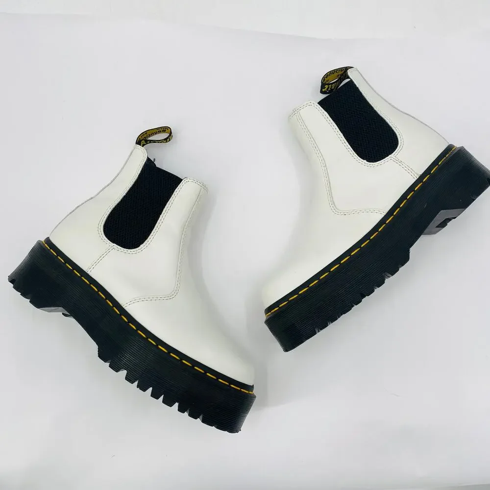 Dr. Martens white 2976 Smooth Leather Platform Chelsea Boots